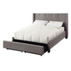 Adams Low Profile Queen Bed Tufted Linen Wide Storage Gray