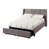 Adams Low Profile King Bed Tufted Linen Wide Storage Gray