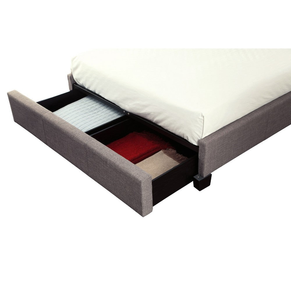 Adams Low Profile King Bed Tufted Linen Wide Storage Gray