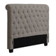 Rue Queen Headboard, High Rolled Back Button Tufted Linen, Gray