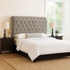 Rue California King Headboard, High Rolled Back Button Tufted Linen, Gray