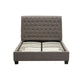 Rue Low Profile Queen Bed, Button Tufted Uphosltered Rolled Back, Gray