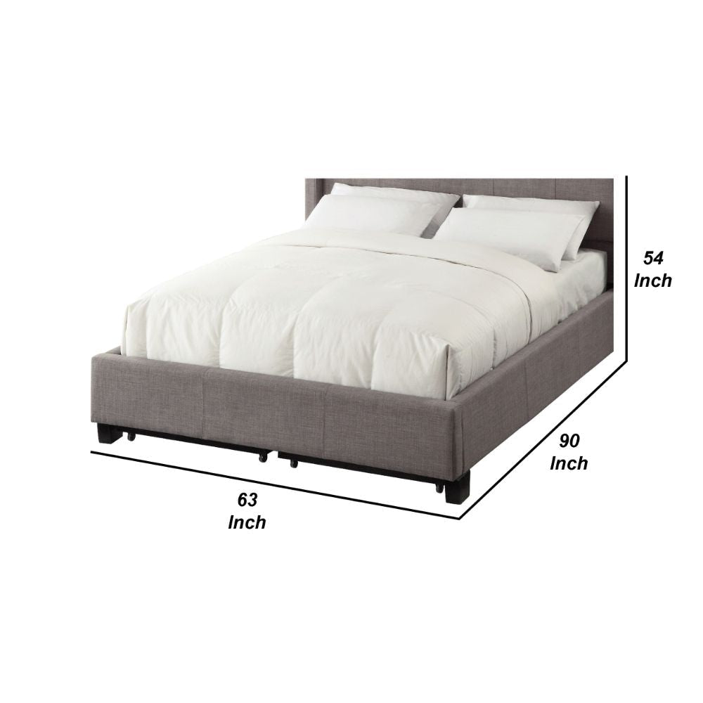 Rue Low Profile Storage Full Bed Tufted Upholstered in Gray Linen BM274119