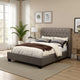 Rue Low Profile Storage Full Bed, Tufted Upholstered in Gray Linen