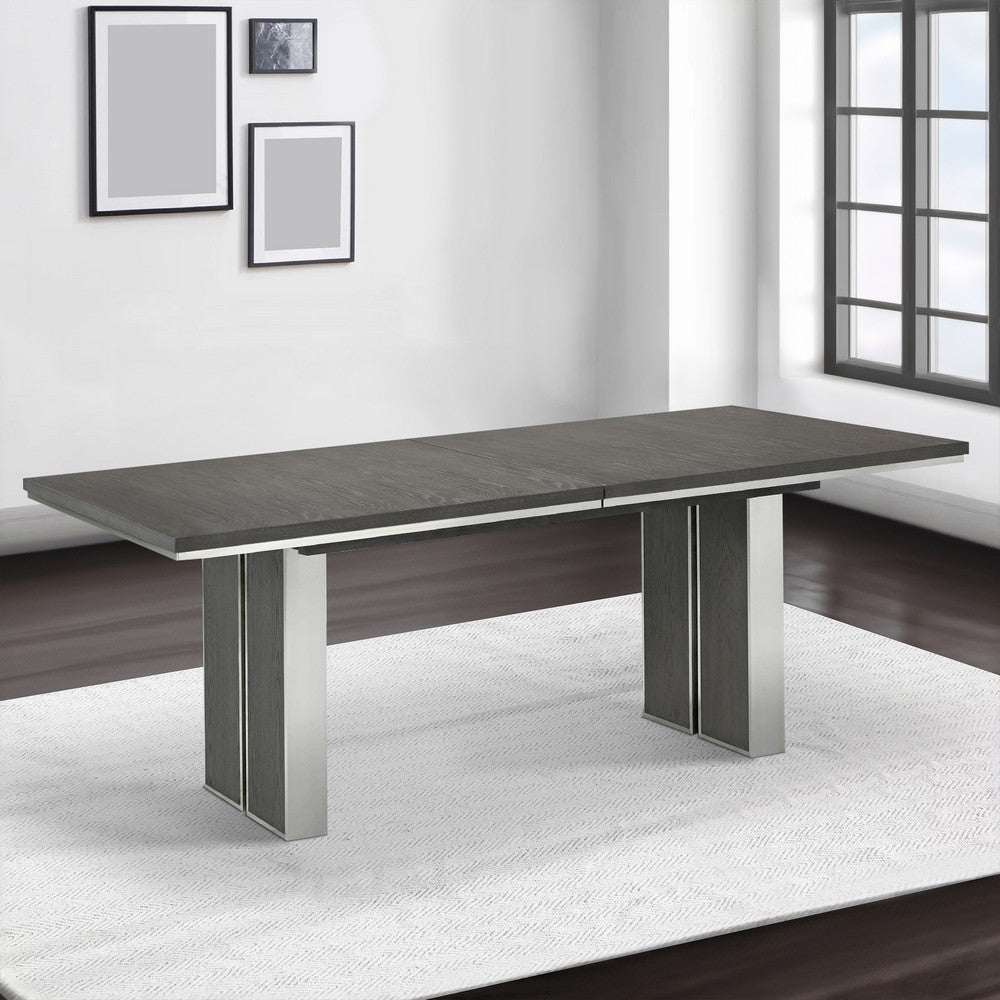 Axel 82 - 100 Inch Extendable Soild Mahogany Wood Dining Table, Gray
