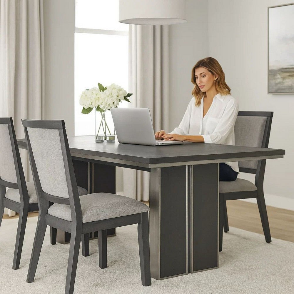 Axel 82 - 100 Inch Extendable Soild Mahogany Wood Dining Table, Gray