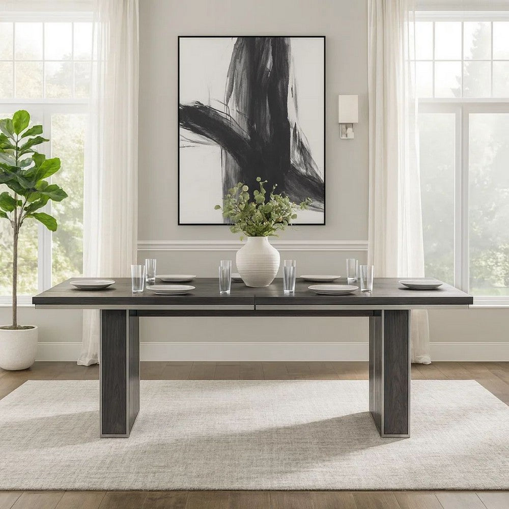 Axel 82 - 100 Inch Extendable Soild Mahogany Wood Dining Table, Gray