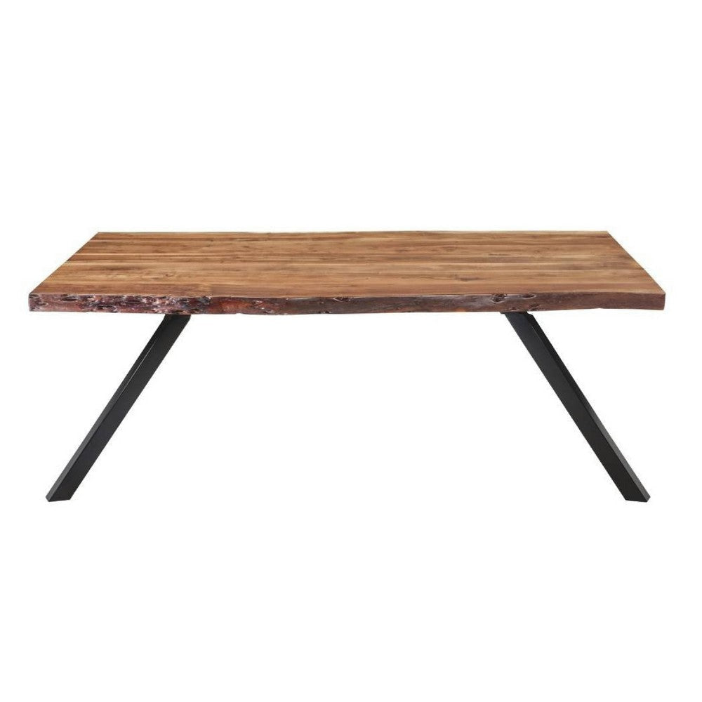 Isla 80 Inch Acacia Wood Dining Table Live Edges Brown Black BM274123