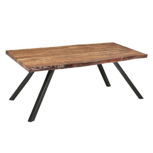 Isla 80 Inch Acacia Wood Dining Table, Live Edges, Brown, Black