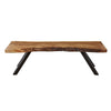 Isla 60 Inch Acacia Wood Bench Live Edges Grains Brown Black BM274124
