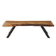 Isla 60 Inch Acacia Wood Bench Live Edges Grains Brown Black BM274124