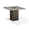 Mod 40 Inch Square Table, Concrete Top, Rubberwood, Pedestal Base, Ash Gray