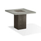 Mod 40 Inch Square Table, Concrete Top, Rubberwood, Pedestal Base, Ash Gray