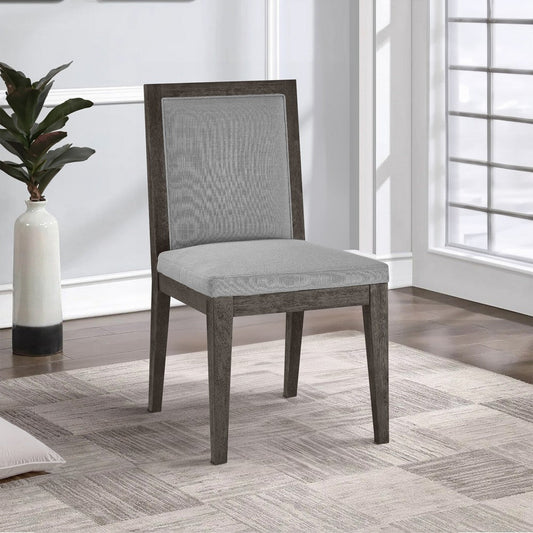 Mod 19 Inch Dining Chair,Solid wood, Upholstered, Set of 2, Ash Gray