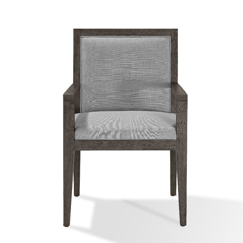Mod 23 Inch Dining Armchair Rubberwood Fabric Set of 2 Ash Gray BM274138