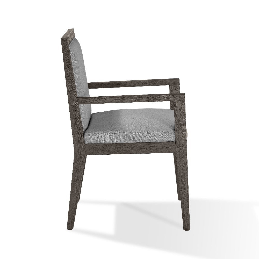 Mod 23 Inch Dining Armchair Rubberwood Fabric Set of 2 Ash Gray BM274138