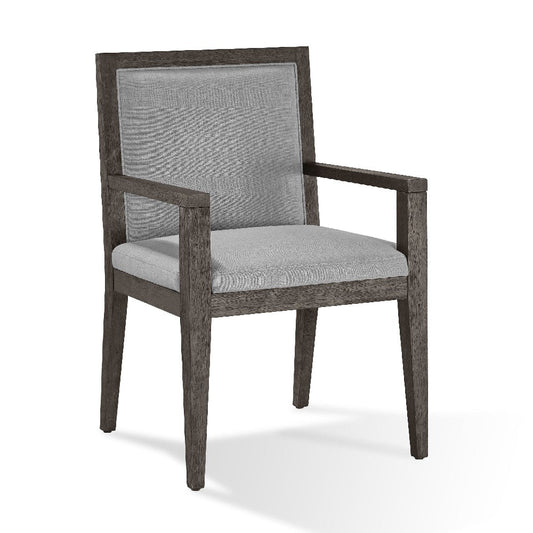 Mod 23 Inch Dining Armchair, Rubberwood, Fabric, Set of 2, Ash Gray