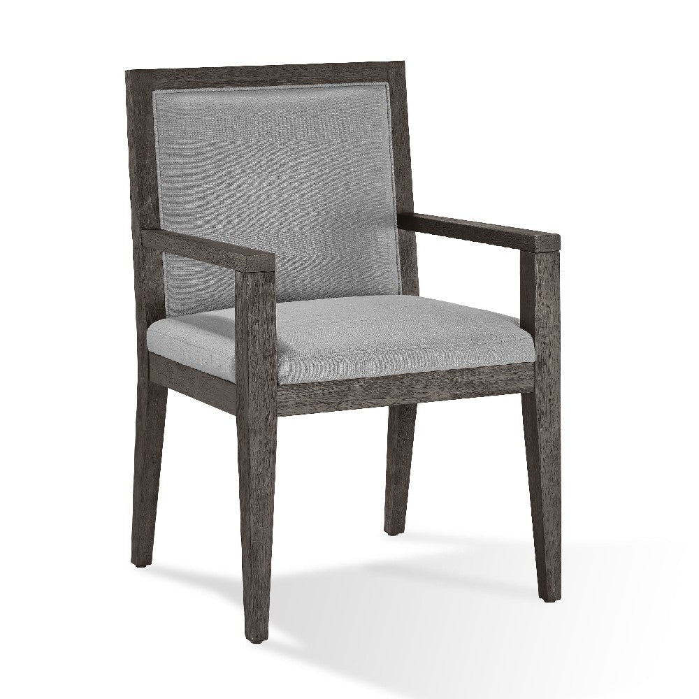 Mod 23 Inch Dining Armchair, Rubberwood, Fabric, Set of 2, Ash Gray