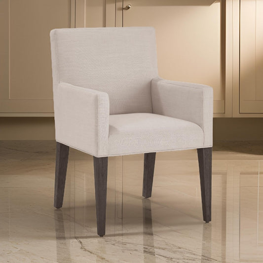 Mod 24 Inch Dining Armchair, Upholstered, Rubberwood, Set of 2, Light Gray By Casagear Home
