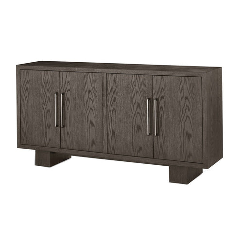 Mod 68 Inch Sideboard Buffet Cabinet, Rubberwood, Grain Details, Ash Gray