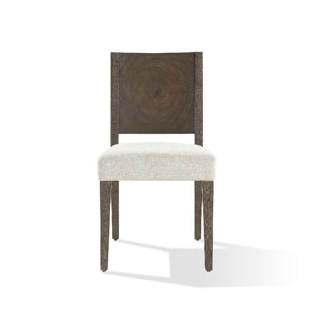Lan 19 Inch Rubberwood Side Dining Chair Upholstered Set of 2 Brown BM274143
