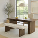 Lan 60 Inch Dining Bench, Upholstered, Panel Pedestal Base, Brown