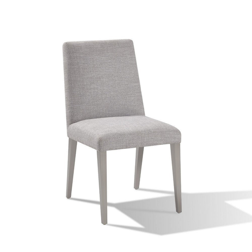 Hal 18 Inch Parson Dining Chair, Fabric Upholstered, Set of 2, Silver, Gray