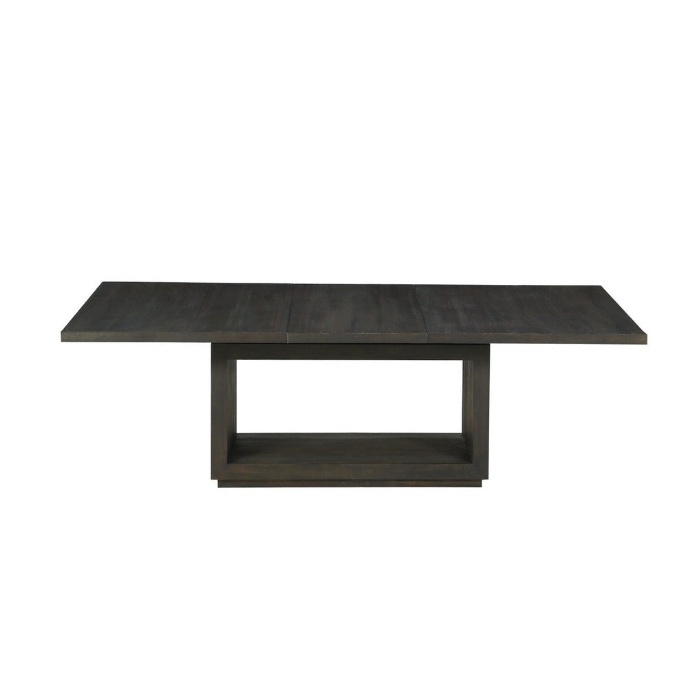 Jose 72-95 Inch Acacia Wood Dining Table Open Plinth Base Rustic Brown