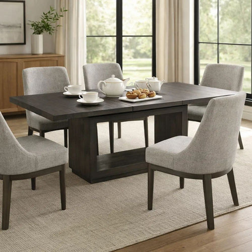 Jose 72-95 Inch Acacia Wood Dining Table, Open Plinth Base, Rustic Brown