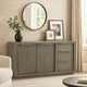 Jose 66 Inch Acacia Sideboard Buffet Cabinet, Plinth Base, Weathered Gray