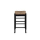 Chris 24 Inch Counter Stool with Wood Frame, Handwoven Rush Seat, Black