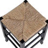 Chris 24 Inch Counter Stool with Wood Frame, Handwoven Rush Seat, Black