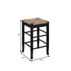 Chris 24 Inch Counter Stool with Wood Frame, Handwoven Rush Seat, Black