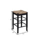 Chris 24 Inch Counter Stool with Wood Frame, Handwoven Rush Seat, Black
