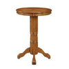 Ava 42 Inch Wood Pub Bar Table Sunburst Design Carved Pedestal Light Natural Cherry BM274270