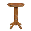 Ava 42 Inch Wood Pub Bar Table Sunburst Design Carved Pedestal Light Natural Cherry BM274270