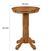 Ava 42 Inch Wood Pub Bar Table Sunburst Design Carved Pedestal Light Natural Cherry BM274270