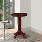 Ava 42 Inch Wood Pub Bar Table Sunburst Design Carved Pedestal Dark Brown By Casagear Home BM274276