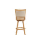 Kia 24 Inch Solid Wood Swivel Counter Stool Curved Panel Back Brass Nailheads Ivory By Casagear Home BM274283