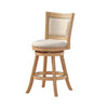 Kia 24 Inch Solid Wood Swivel Counter Stool Curved Panel Back Brass Nailheads Ivory By Casagear Home BM274283