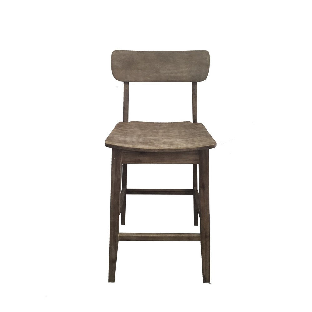 29 Inch Rubberwood Barstool with Wood Grain Details Panel Back Brown By Casagear Home BM274285