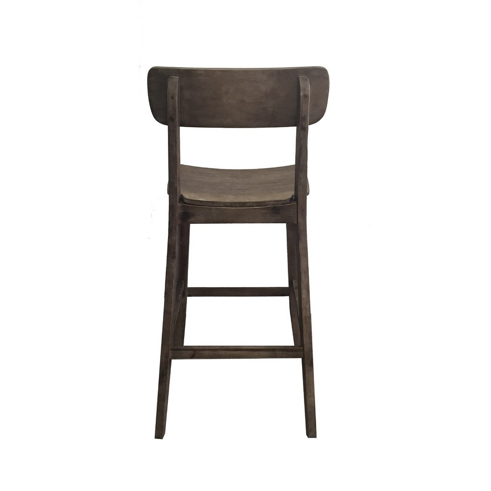 29 Inch Rubberwood Barstool with Wood Grain Details Panel Back Brown By Casagear Home BM274285