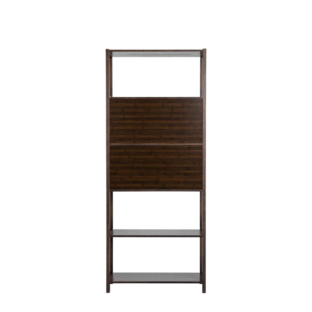Axa 68 Inch Bamboo Shelf Bookcase with Cabinet Right Facing Dark Brown By Casagear Home BM274297