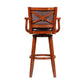 Hugo 34 Inch Swivel Barstool Wood Open Rolled Arms Bonded Leather Brown By Casagear Home BM274302