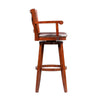 Hugo 34 Inch Swivel Barstool Wood Open Rolled Arms Bonded Leather Brown By Casagear Home BM274302