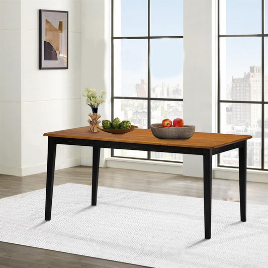 Nova 60 Inch Rectangular Dining Table, Tapered Legs, Rich Oak Brown and Black By Casagear Home