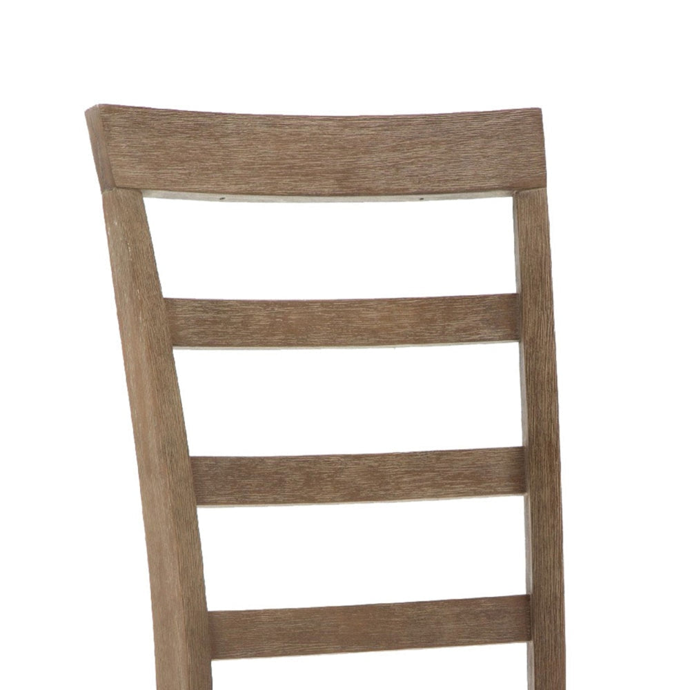 Moe 18 Inch Wood Dining Chair Ladder Back Set of 2 Brushed Brown By Casagear Home BM274319