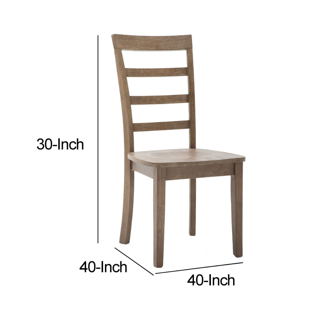 Moe 18 Inch Wood Dining Chair Ladder Back Set of 2 Brushed Brown By Casagear Home BM274319