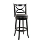 Ava 29 Inch Swivel Bar Stool Solid Wood Rich Faux Leather Midnight Black By Casagear Home BM274325