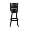 Pio 34 Inch Extra Tall Swivel Bar Stool Solid Wood Faux Leather Black By Casagear Home BM274326